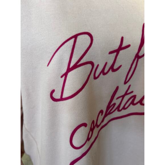 Wildfox Pink "But First Cocktails" Velvet Script Oversize Sweatshirt - Picture 4 of 7